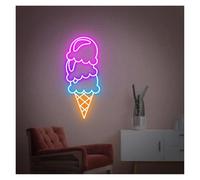 BYNGQW Insegna al Neon Personalizzata per Gelato con Alimentazione USB, Luminosità Regolabile, Luci al Neon per Gelaterie, Decorazione da Parete per la Casa 20cmx38cm