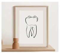BYNGQW Stampe su Tela da Parete Astratta Dente Linea Arte Disegni Dentali Poster Odontoiatria Tela Pittura Stampa Dentista Immagine della Parete Denti Ufficio Medico Decor(L,50x70)