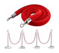 ByNGSDCC Barriera di Controllo della Folla in Corda Velluto, for montanti in Rosso, Ganci in Argento, 3-6 Piedi, 2/4/6 Pezzi(1 Pack,6ft/185cm)