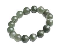 ByNGSDCC Braccialetto Portafortuna, Braccialetto di Cristallo della ricchezza Feng Shui Quarzo Fantasma Verde Amuleto Talismano for prosperità Denaro Buona Fortuna, 8 mm(12MM)