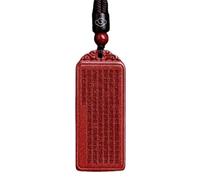 ByNGSDCC Ciondolo in Giada Naturale Collana con Ciondolo cinabro Talismano Prajnaparami a Cuore Sutra Rosso
