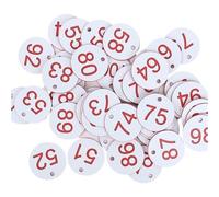 ByNGSDCC Dischi Numerati in Plastica, Targhette Numeriche in 1-100 Confezione Multicolor da 100(White Red)