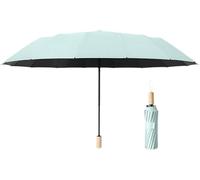 ByNGSDCC Ombrello Antivento, da Viaggio a 16 Stecche con Manico in Legno, Ombrelli Compatti Manuali for la Pioggia(Green)