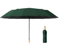 ByNGSDCC Ombrello Antivento, da Viaggio a 16 Stecche con Manico in Legno, Ombrelli Compatti Manuali for la Pioggia(Dark Green)