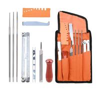 Bynor Kit per affilare motosega, 1,5 mm, 3/16 mm, 7/32", 1/8", 11/64", 13/64", lima piatta da 15,2 cm, calibro di profondità, calibro di controllo rapido, confezione da 12 lime per motosega