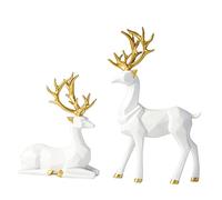 BYNYXI Figure di Renne in Piedi di Natale, xzatope Mini Cervi Alci Renne Ornamenti di Animali Decorazione Fulvo per La Casa Ufficio Tavolo Soggiorno TV Armadietto, Bianco