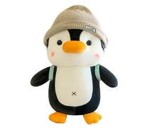 BYNYXI Peluche a forma di pinguino, 35 cm, cuscino di peluche Kawaii, con cappello, morbido cuscino per abbraccio, pinguino, regalo per bambini, ragazzi e ragazze