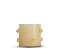 BYON Arlo 5280607310 - Portacandele in vetro soffiato a bocca, multifunzione, per vaso, ciotola o porta candele, lavabile in lavastoviglie, 15 cm, colore: Beige/Giallo