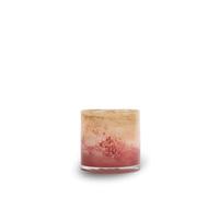 ByON Calore XS 5280602745 - Portacandele fatto a mano in vetro rosa nebbia con sottili strisce oblique - Multifunzionale come vaso, portacandele o ciotola, 10 x 10 x 10 cm