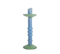 ByON Candlestick Lara L 5280606912 - Portacandele in vetro soffiato a mano, colore blu chiaro/verde menta
