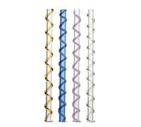 ByON Celebrate 5263908014 - Set di 4 cannucce in vetro riutilizzabili in quattro colori - con motivo decorativo - lavabili in lavastoviglie - 15 cm di lunghezza