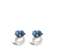ByON Poppy 5260919914 - Set di 2 portatovaglioli in porcellana dipinta a mano - Decorazione da tavolo - Colore: Blu