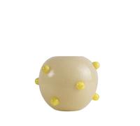 ByON Vaso Arlo - Vaso di design soffiato a bocca in vetro beige/giallo - Ø 30 x altezza 23 cm - decorazione fatta a mano con sfere di vetro - pezzo unico di Byon Studio, 5280608010