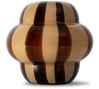 ByON Vaso in vetro - Forma rotonda con strisce dipinte a mano - Vaso decorativo in marrone/beige - Ø 22 x 20 cm - Elegante accessorio per la casa 5280604104