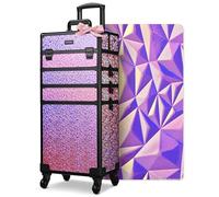 BYOOTIQUE Valigetta per trucchi 4 in 1, trolley da viaggio con serratura per salone e barbiere, con ruote, per truccatori e unghie, rosa sirena