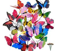 byou 24 Pezzi Farfalle Decorative Giardino e 4 Libellule Stake Ornamenti per Decorazione della Pianta Festa 30 * 12cm