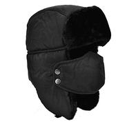 byou Cappelli Aviatore da Uomo,Trapper Cappello Inverno Nero Prova del Vento Bomber Cappello con Scaldacollo e Maschera Staccabile per Sciare Pattinando Arrampicata Altre attività all'aperto