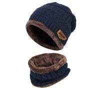 byou Cappello Uomo Invernali in Maglia con Sciarpa,Sciarpe da Sci all'aperto e Set Sciarpa con Fodera in Pile per Unisex per Interni e Sport all'aria Aperta