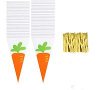 byou Sacchetti di Cellophane,Sacchetti di Caramelle 100 Pezzi Trasparente Carota di Pasqua Modellata con Legami d'oro per Pasqua Caramelle Cookie Popc Stoccaggio