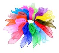 byou Sciarpe di Giocoleria,Sciarpa di Danza 14 Pezzi Seta Colorati Quadrato Sciarpe per Asilo Spettacolo per Bambini Danza del Ventre 14 Colori 24inch