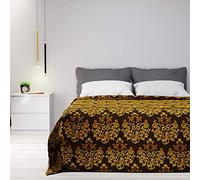 Byour3 - Copriletto Puro Cotone Matrimoniale Letto Singolo Piazza E Mezza Fantasia Damascato Primaverile Estivo Telo Arredo Copritutto Multiuso Copridivano GrandFoulard Coperta (Gold, Singolo)