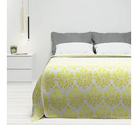 Byour3 - Copriletto Puro Cotone Matrimoniale Letto Singolo Piazza E Mezza Fantasia Damascato Primaverile Estivo Telo Arredo Copritutto Multiuso Copridivano GrandFoulard Coperta (Giallo, Matrimoniale)