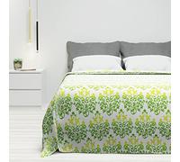 Byour3 - Copriletto Puro Cotone Matrimoniale Letto Singolo Piazza E Mezza Fantasia Damascato Primaverile Estivo Telo Arredo Copritutto Multiuso Copridivano GrandFoulard Coperta (Verde, Singolo)