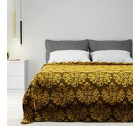 Byour3 - Copriletto Puro Cotone Matrimoniale Letto Singolo Piazza E Mezza Fantasia Damascato Primaverile Estivo Telo Arredo Copritutto Multiuso Copridivano GrandFoulard Coperta (Gold, Matrimoniale)