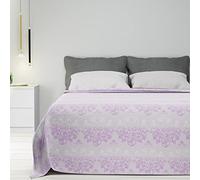 Byour3 - Copriletto Puro Cotone Matrimoniale Letto Singolo Piazza E Mezza Fantasia Damascato Primaverile Estivo Telo Arredo Copritutto Multiuso Copridivano GrandFoulard Coperta (Glicine, Singolo)