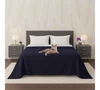 Byour3 - Copriletto PURO COTONE Organico 100% LEGGERO Letto Matrimoniale Singolo Piazza e Mezza Granfoulard Rettangolare Anallergico Telo Arredo Multiuso Copritutto (Blu Navy, Singolo)