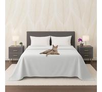 Byour3 - Copriletto PURO COTONE Organico 100% LEGGERO Letto Matrimoniale Singolo Piazza e Mezza Granfoulard Rettangolare Anallergico Telo Arredo Multiuso Copritutto (Bianco, 1p. e mezzo)