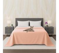 Byour3 - Copriletto PURO COTONE Organico 100% LEGGERO Letto Matrimoniale Singolo Piazza e Mezza Granfoulard Rettangolare Anallergico Telo Arredo Multiuso Copritutto (Rosa Pesco, 1p. e mezzo)