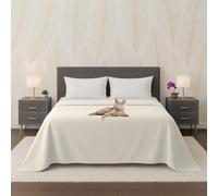 Byour3 - Copriletto PURO COTONE Organico 100% LEGGERO Letto Matrimoniale Singolo Piazza e Mezza Granfoulard Rettangolare Anallergico Telo Arredo Multiuso Copritutto (Avorio, Matrimoniale)