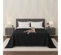 Byour3 - Copriletto PURO COTONE Organico 100% LEGGERO Letto Matrimoniale Singolo Piazza e Mezza Granfoulard Rettangolare Anallergico Telo Arredo Multiuso Copritutto (Nero, Matrimoniale)