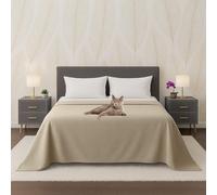 Byour3 - Copriletto PURO COTONE Organico 100% LEGGERO Letto Matrimoniale Singolo Piazza e Mezza Granfoulard Rettangolare Anallergico Telo Arredo Multiuso Copritutto (Beige, 1p. e mezzo)