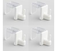 Byour3 - Set 4 pz Supporti per Tende Senza Forare - Gancetti Trasparenti regolabili per Bastoni a pressione Vetro Gancio x tende SENZA Bucare infisso - Gancini tende NO FORO (Bianco, da 15 a 26mm)