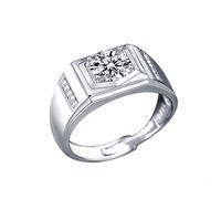 Byourcher Elegante anello da uomo in argento Sterling placcato oro 1 ct, con diamante moissanite color D, regolabile per qualsiasi dimensione/occasione. Regalo per la trama del papà, San Valentino