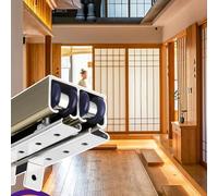 Bypass - Set hardware per porte scorrevoli in legno, rulli lisci, kit appendiabiti per porta doppia camera