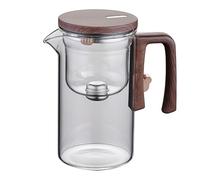 Bypierce Teiera Enchanti, teiera in vetro con separazione dell'acqua con manico in legno, teiera magica con infusore, teiera trasparente con colino per acqua bollente (720 ml)