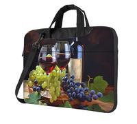 BYPPJGH Art Red Wine Galsses & Grapes1 Borsa a tracolla per computer portatile per uomo donna borsa a tracolla borsa a tracolla borsa a tracolla borsa impermeabile per laptop, Nero , 15.6 inch