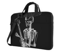 BYPPJGH Astratto X-Ray Cranio Scheletro Giocare Chitarra Laptop Borsa A Tracolla Per Gli Uomini Donne Borsa Messenger Valigetta W/Tracolla Maniglia Impermeabile Del Computer Portatile D, Nero , 15.6