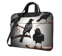 BYPPJGH Black Crow Birds On A Branch Borsa a tracolla per laptop per uomo donna borsa a tracolla borsa a tracolla con maniglia per laptop impermeabile, Nero , 13 inch