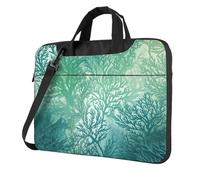 BYPPJGH Borsa a tracolla per computer portatile con alghe marine verde mare per uomo donna borsa a tracolla borsa a tracolla borsa a tracolla borsa impermeabile per laptop, Nero , 14 inch