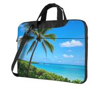 BYPPJGH Borsa a tracolla per laptop tropicale con albero di cocco tropicale per uomo e donna borsa a tracolla borsa a tracolla con maniglia per laptop impermeabile, Nero , 14 inch