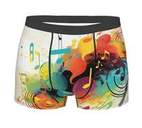 BYPPJGH Boxer da uomo, morbidi e traspiranti, biancheria intima a tema musica astratta, in cotone elasticizzato, da uomo, coperti con custodia contorno, senza etichetta per il massimo comfort, Nero