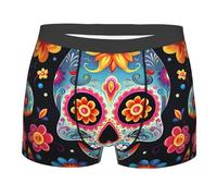 BYPPJGH Boxer da uomo, morbidi e traspiranti, con teschi di zucchero, in cotone elasticizzato, con tasca profilata, senza etichetta per il massimo comfort, Nero , L-3XL