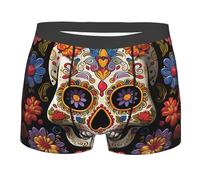 BYPPJGH Boxer da uomo, morbidi e traspiranti, con teschi di zucchero, in cotone elasticizzato, con tasca profilata, senza etichetta per il massimo comfort, Nero , XL-3XL