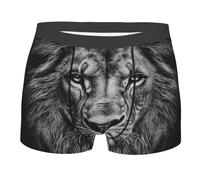 BYPPJGH Boxer da uomo, morbidi e traspiranti, con testa di leone in bianco e nero, in cotone elasticizzato, con custodia sagomata, senza etichetta per il massimo comfort, Nero , L-3XL