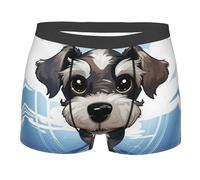 BYPPJGH Boxer da uomo, morbido e traspirante, adorabile Schnauzer, in cotone elasticizzato, da uomo, coperto con custodia sagomata, senza etichetta per il massimo comfort, taglia XXL, colore nero