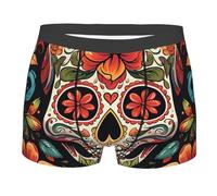 BYPPJGH Boxer da uomo, morbido e traspirante, biancheria intima colorata con teschi di zucchero in cotone elasticizzato, biancheria intima da uomo coperta con custodia sagomata, senza etichetta per il